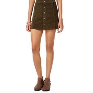 Celebrity Pink Corduroy Button Front Olive Skirt Size 27